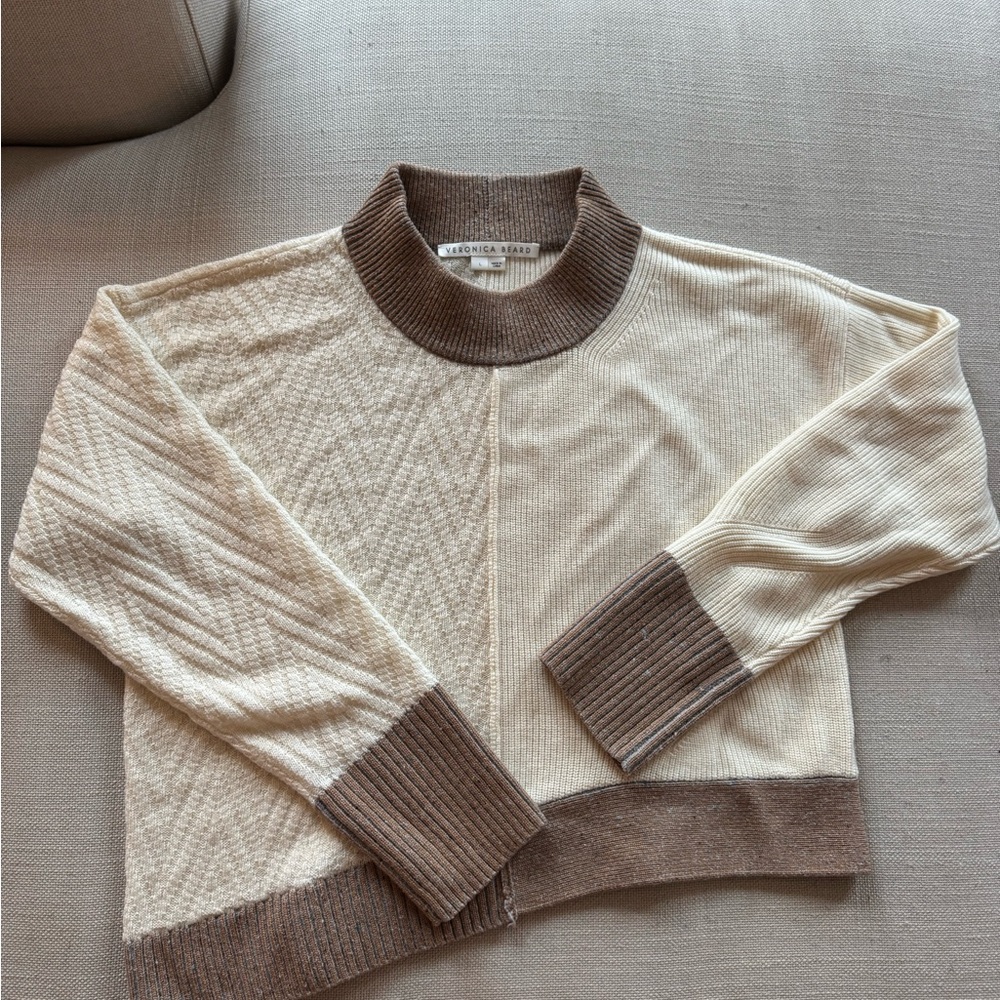 Veronica Beard Cream and Brown Sweater